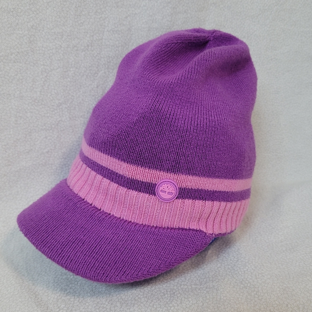 Timberland Hat, Purple & Pink Knit Beanie Visor Ski Hat, Little Kid Winter Wear